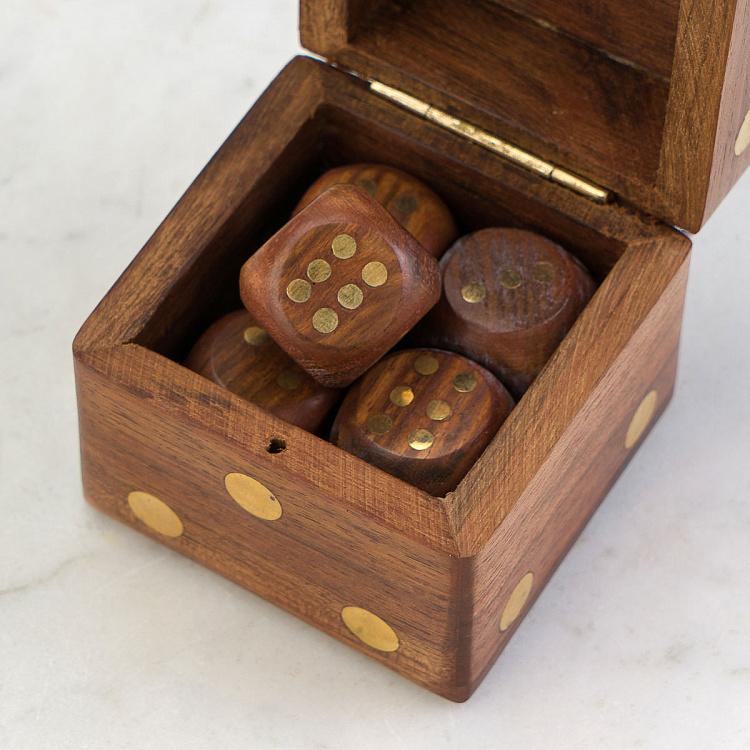 Пять деревянных игральных костей в шкатулке Dice Box With 5 Dices