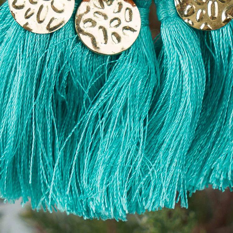 Новогодняя подвеска с бирюзовой кисточкой Metal Pendant With Turquoise Tassel 13 cm