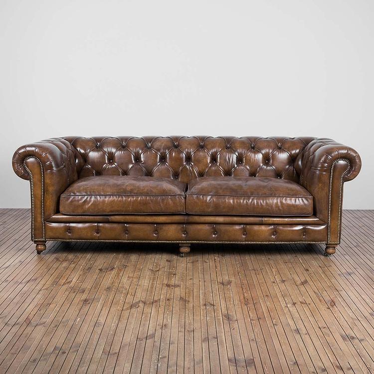 Трёхместный диван Constable 3 Seater натуральная кожа Original Vintage Coffee - ракурс 2