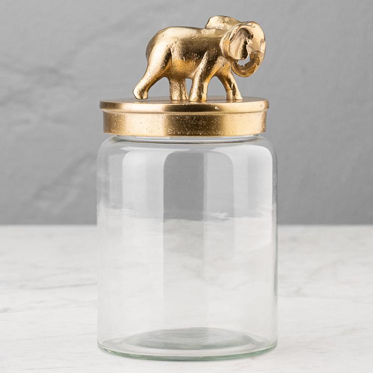 Ёмкость для хранения Золотой слон Decorative Jar With Elephant Figure Gold