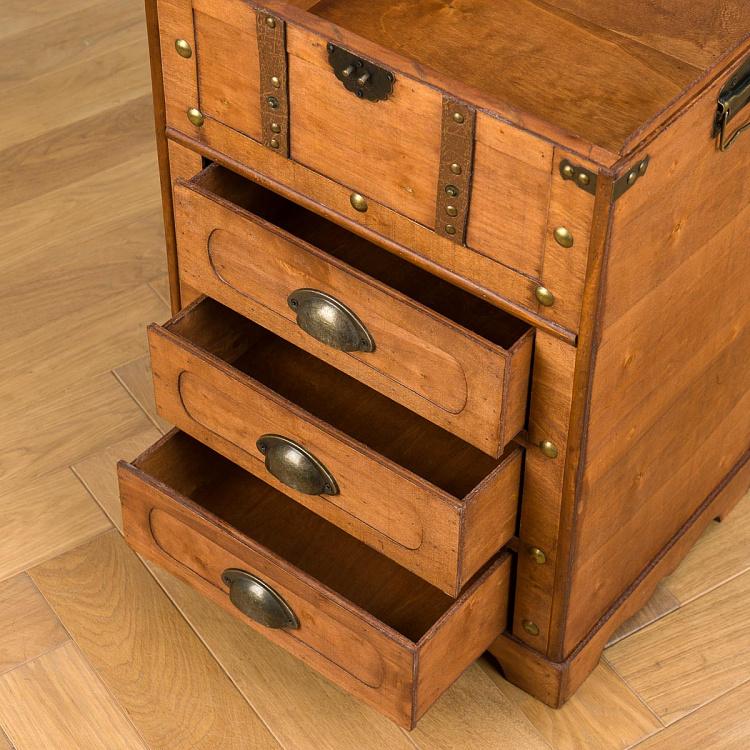 Деревянный комод-сундук с тремя ящиками Wood Chest Cabinet With Drawers Brown