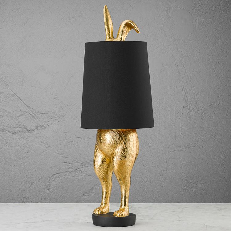 Настольная лампа Робкий кролик с чёрным абажуром Table Lamp Hiding Bunny Black