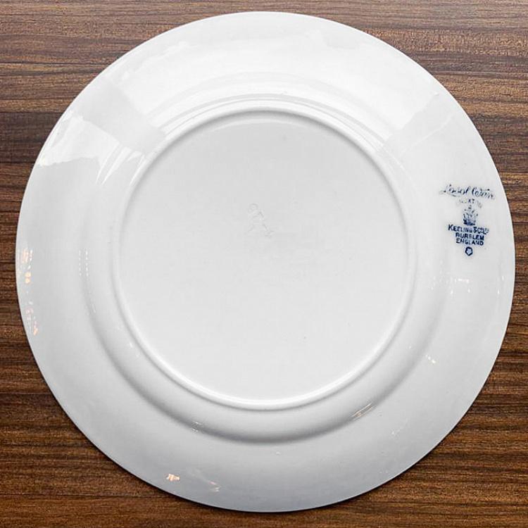 Винтажная тарелка белая с голубым мотивом 4, M Vintage Plate Blue White Medium 4