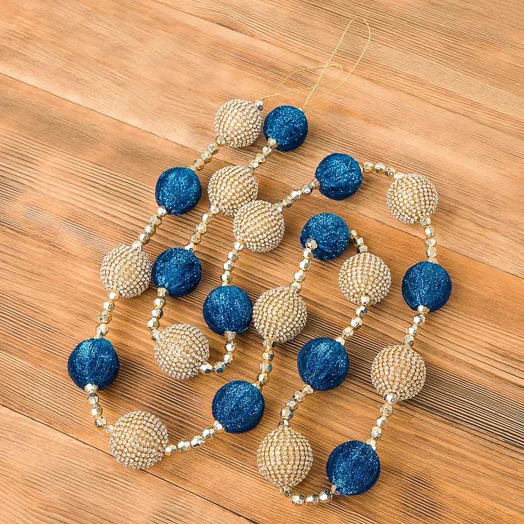 Гирлянда из Золотистых и синих шаров Garland With Balls Gold And Blue 182 cm