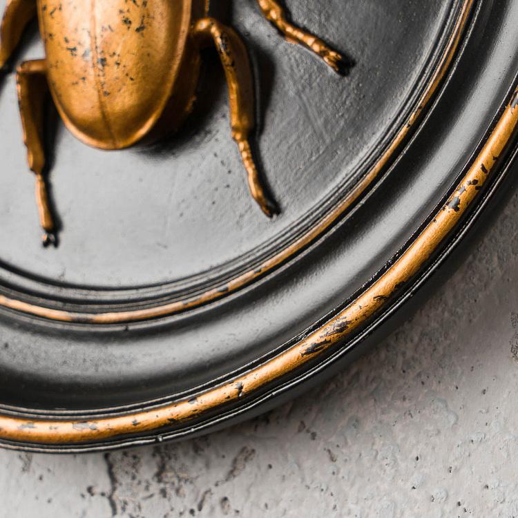 Настенное украшение Жук-олень золотой на чёрном Beetle In Frame Black And Gold