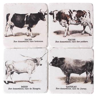 Set Of 4 Stone Coasters Cows