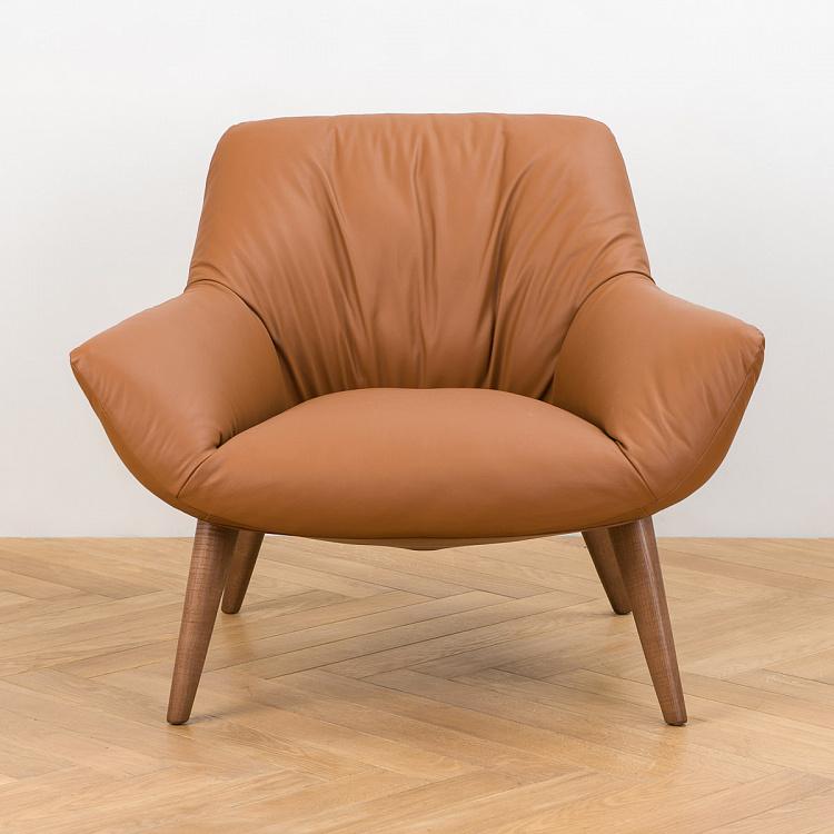 Кресло Бельфьоре с низкой спинкой, ореховые ножки Belfiore Low Back Armchair, Walnut