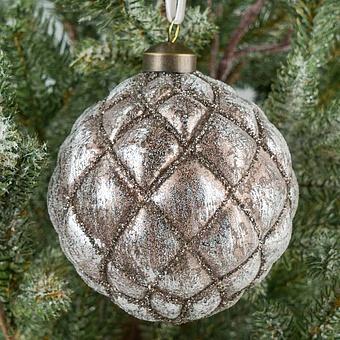 Aged Multifaceted Ball Silver 10 cm