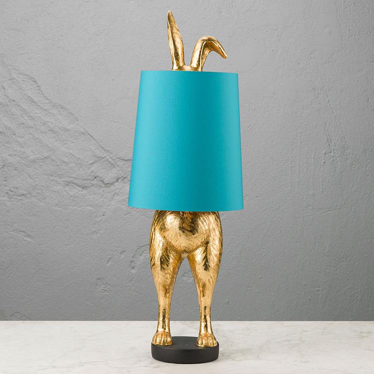 Настольная лампа Робкий кролик с бирюзовым абажуром Table Lamp Hiding Bunny Turquoise