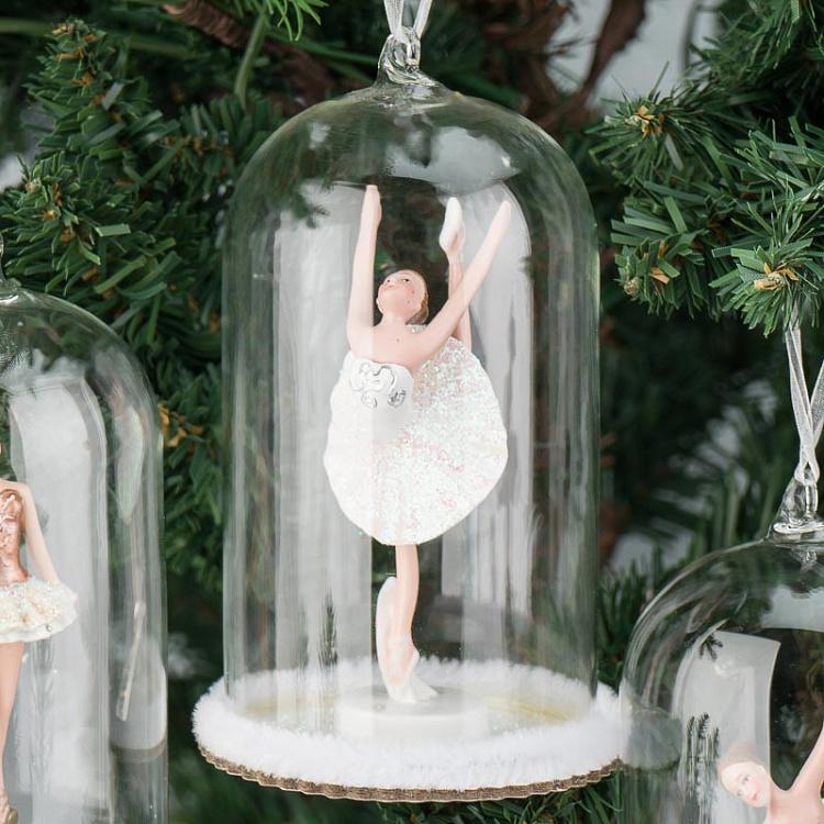 Набор из трёх ёлочных игрушек Балерины под стеклянным куполом Set Of 3 Glass Dome Ballerinas 15,5 cm