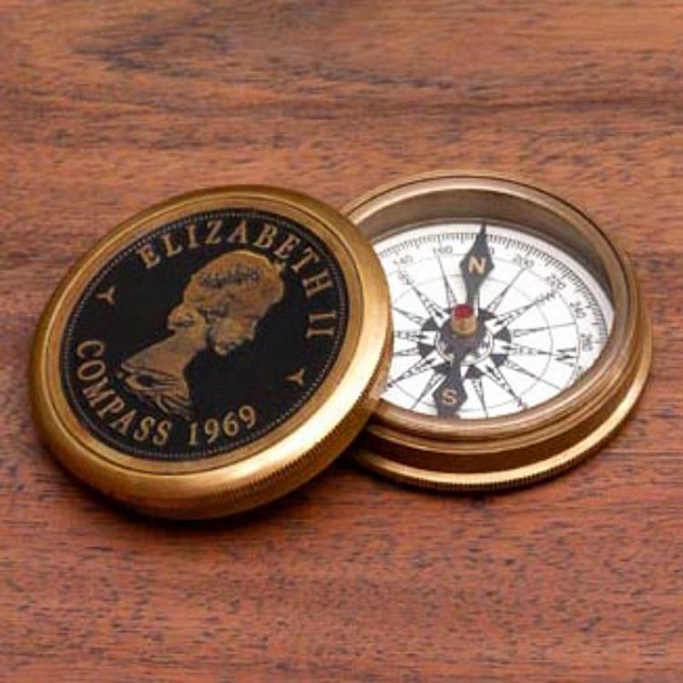 Elizabeth II Brass Compass