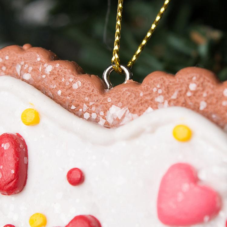 Набор из 3-х ёлочных игрушек Печенье в форме сердец Set Of 3 Clay Cookie Hearts White 7,5 cm