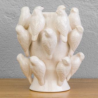 Birds Vase White