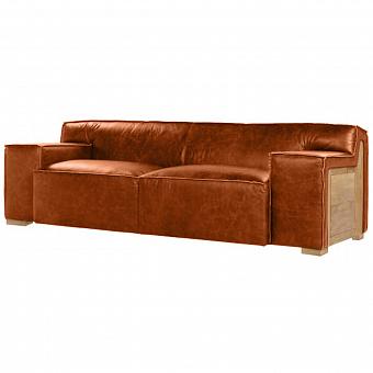 Трёхместный диван Madrid 3 Seater, Light Brown Wood D натуральная кожа Desert