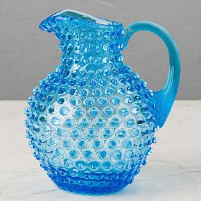 Pitcher Hobnail Turquoise Large