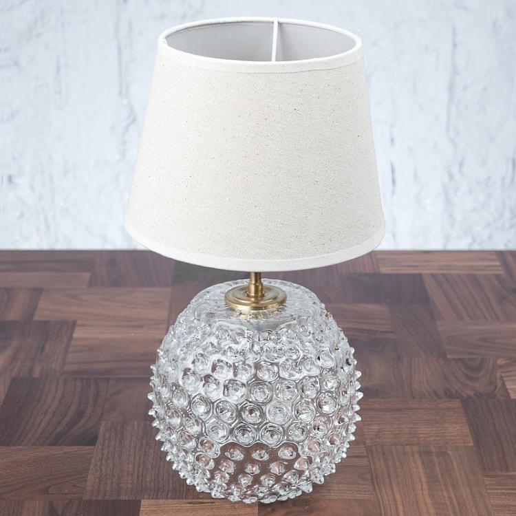 Настольная лампа с белым льняным абажуром Диамант Diamond Tip Clear Table Lamp With Shade