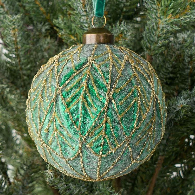 Gold Pattern Ball Green 10 cm