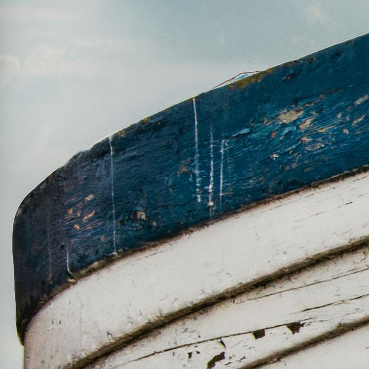 Модульный фото-принт в деревянной раме Сине-белая лодка Set Of 3 Blue And White Boat, Pewter Frame