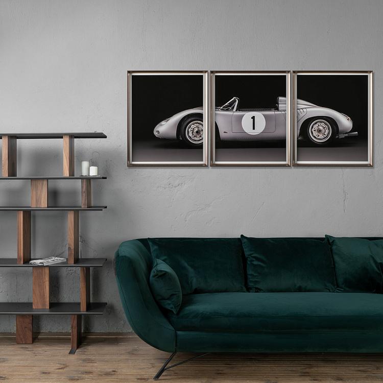 Модульный фото-принт в деревянной раме Порше 718 Set Of 3 Porsche 718 RSK, Pewter Frame