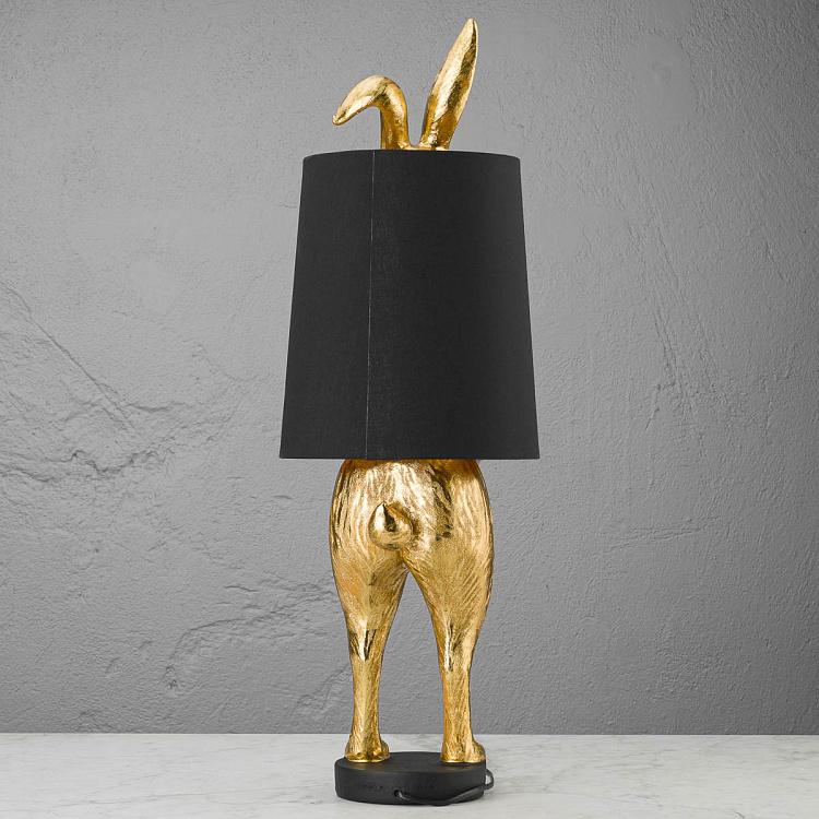 Настольная лампа Робкий кролик с чёрным абажуром Table Lamp Hiding Bunny Black