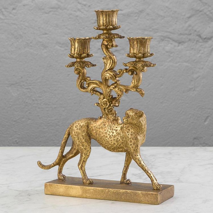 Подсвечник на три свечи Золотой леопард Golden Leopard Candelabrum