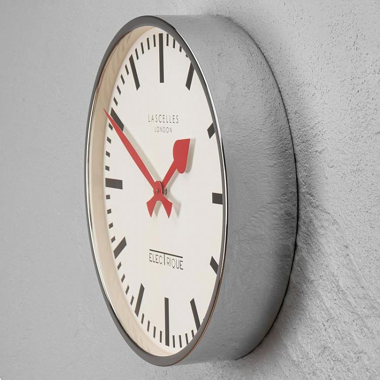 Хромированные настенные часы с красными стрелками Ретро Chrome Retro Wall Clock With Red Hands