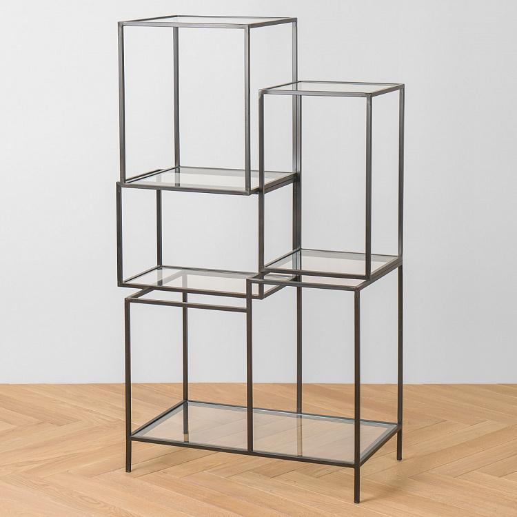 Асимметричный стеллаж из железа и стекла Asymetric Iron And Glass Shelf