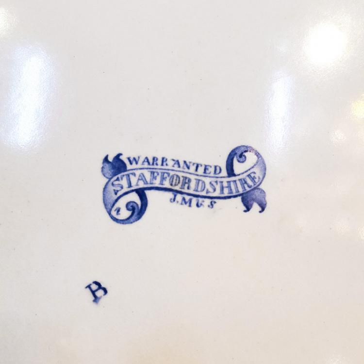 Винтажная тарелка белая с голубым мотивом 23, L Vintage Plate Blue White Large 23