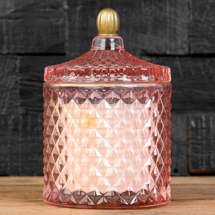 Aroma Candle In Pink Faceted Glass Cactus Small