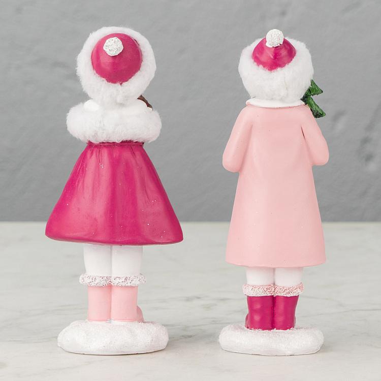 Набор из двух новогодних фигурок Холли и Ева Set Of 2 Figures Holly And Eve Pink 20 cm