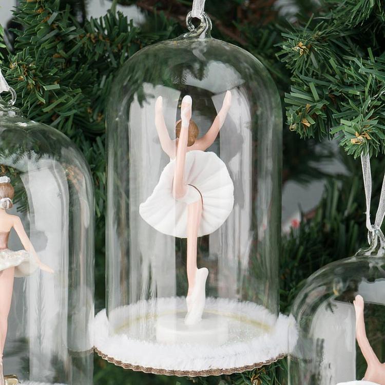 Набор из трёх ёлочных игрушек Балерины под стеклянным куполом Set Of 3 Glass Dome Ballerinas 15,5 cm