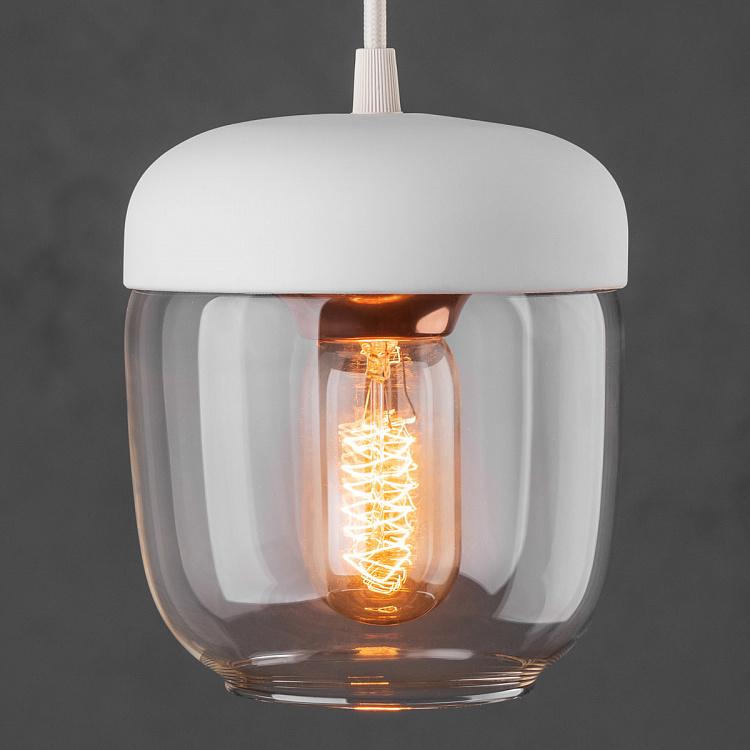 Белый подвесной светильник Жёлудь на белом проводе Acorn White Hanging Lamp With White Cord