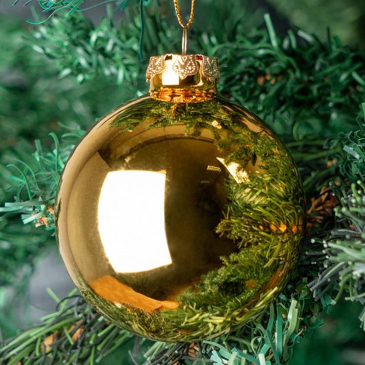 Золотой стеклянный ёлочный шар Glass Uni Ball Shiny Gold 7 cm