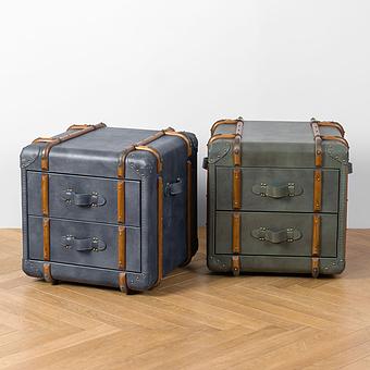 Тумба-сундук Forward Side Table RM натуральная кожа Dark Blue Master