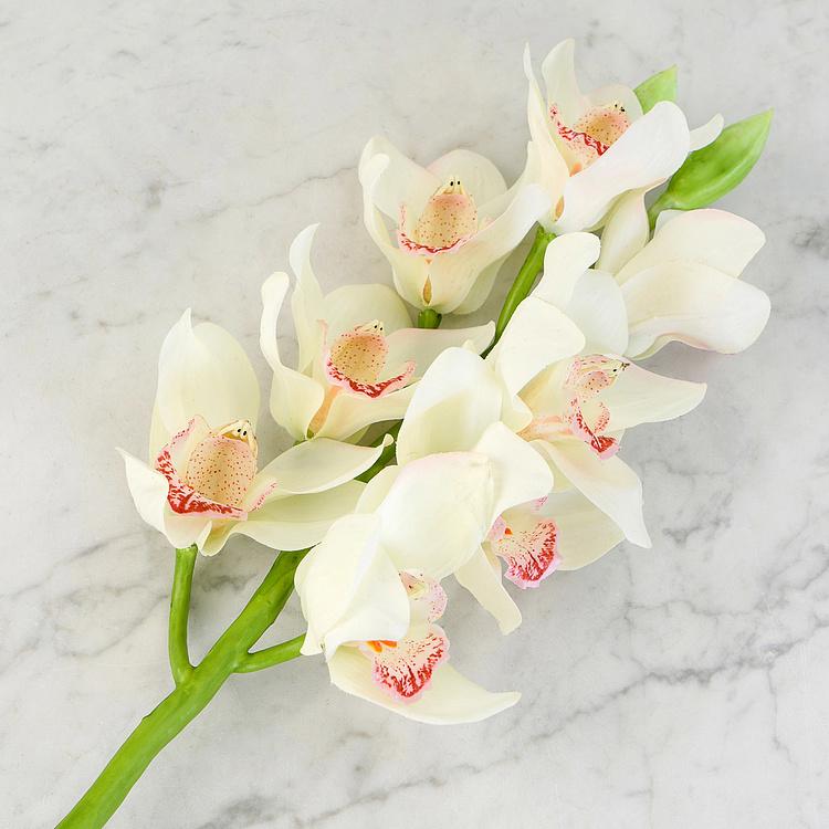 Искусственная Орхидея Цимбидиум белая Cymbidium Orchid Branch White 67 cm