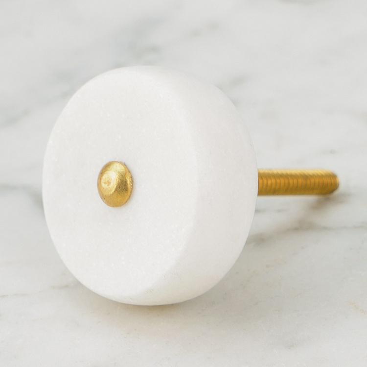 Круглая мебельная ручка Белый камень White Stone Round Knob