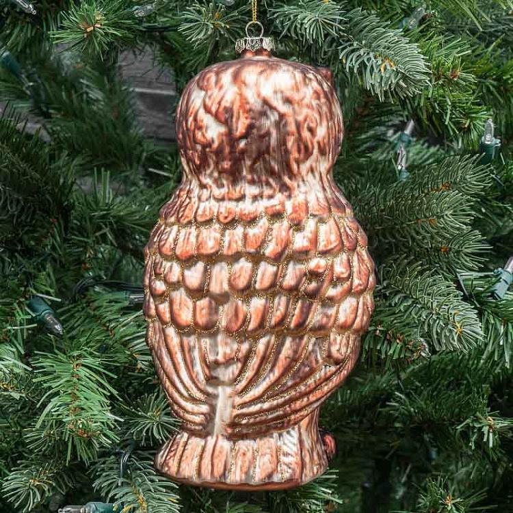 Ёлочная игрушка Стоящая коричневая сова Glass Standing Owl Brown 23 cm