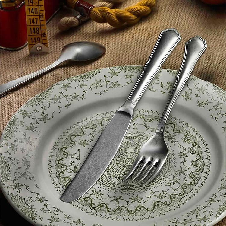 Набор Сеттеченто из 24 матовых столовых приборов на 6 персон по 4 предмета Set Of 24 Cutlery Pieces Settecento Stone Washed