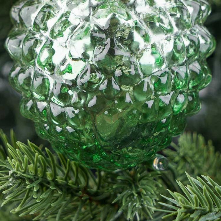 Ёлочная игрушка Зелёная шишка с серебряным покрытием Silver Coating Cone Green 8 cm