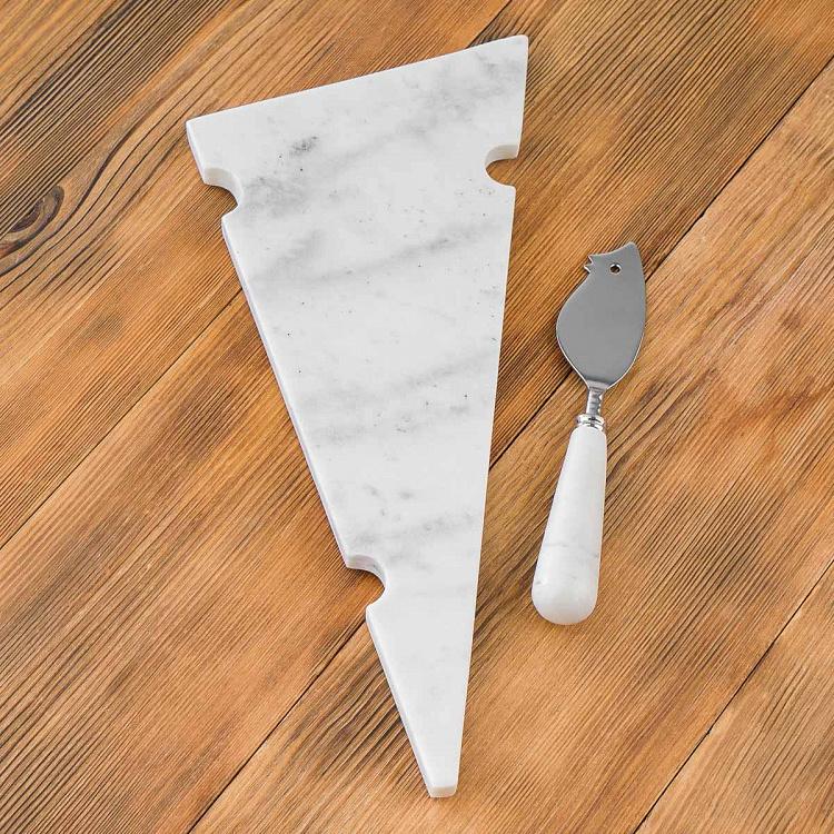 Набор для сыра Мышка и кусочек сыра Set Of 2 Items Marble Cheese Board And Mouse Knife