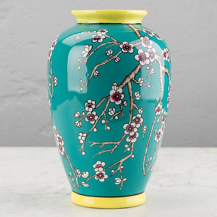 Ваза Сакура бирюзовая с жёлтым Vase Sakura Blue Yellow