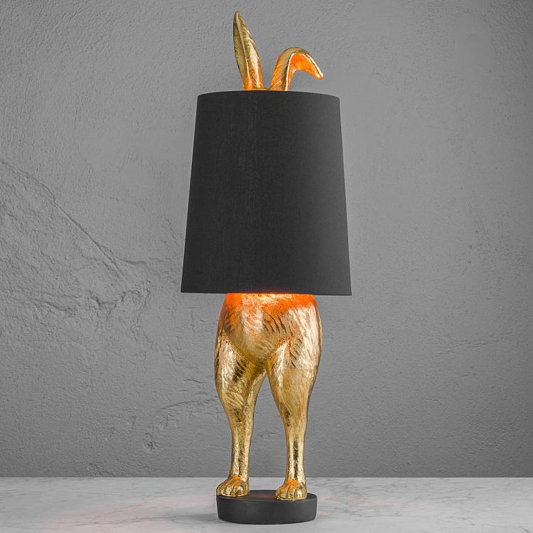 Настольная лампа Робкий кролик с чёрным абажуром Table Lamp Hiding Bunny Black