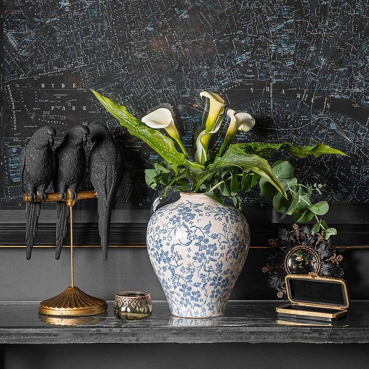 Ваза с синей цветочной росписью Ceramic Vase Blue Painted