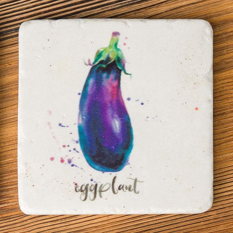 Набор из четырёх подставок под стаканы Овощи Set Of 4 Stone Coasters Vegetables