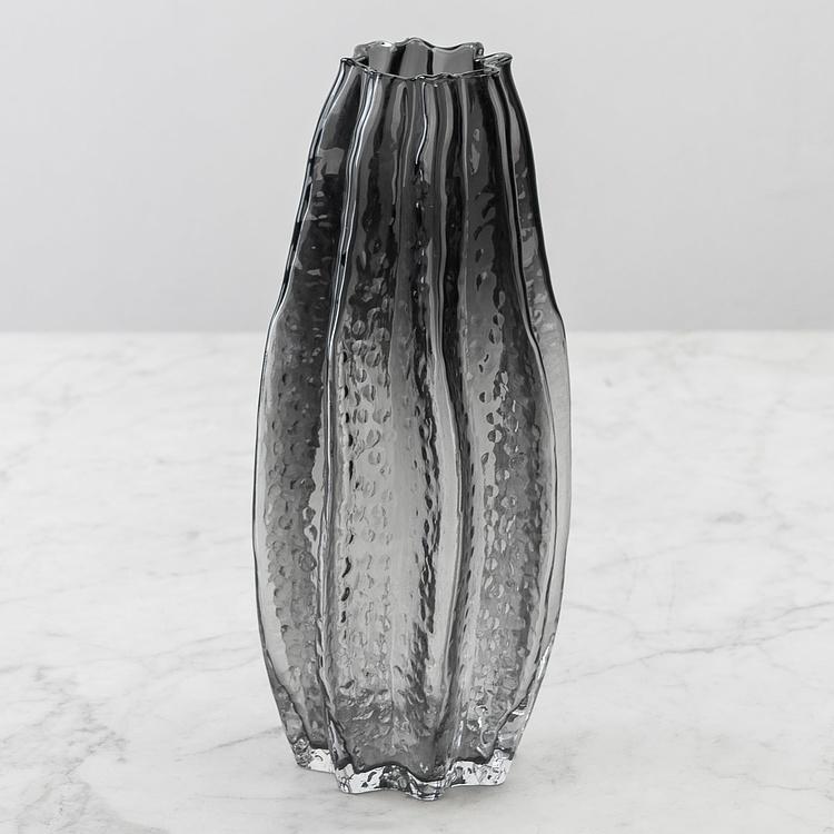 Серая ваза Карамбола, L Carambola Shape Grey Glass Vase Large