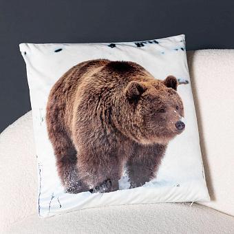 Bear In Snowy Landscape Cushion