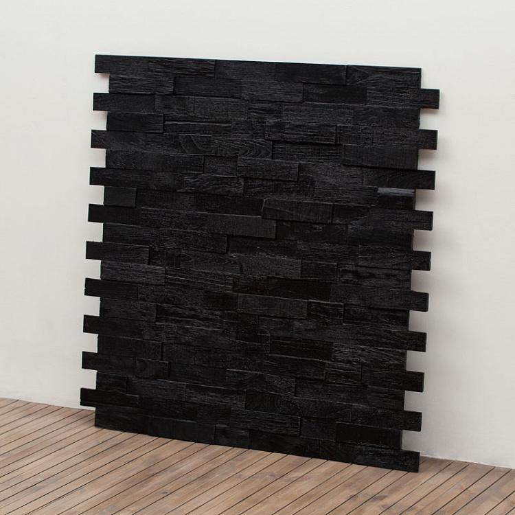 Стеновая панель из тика, угольно-чёрный цвет Teak Brick Panel Blackstone Finished