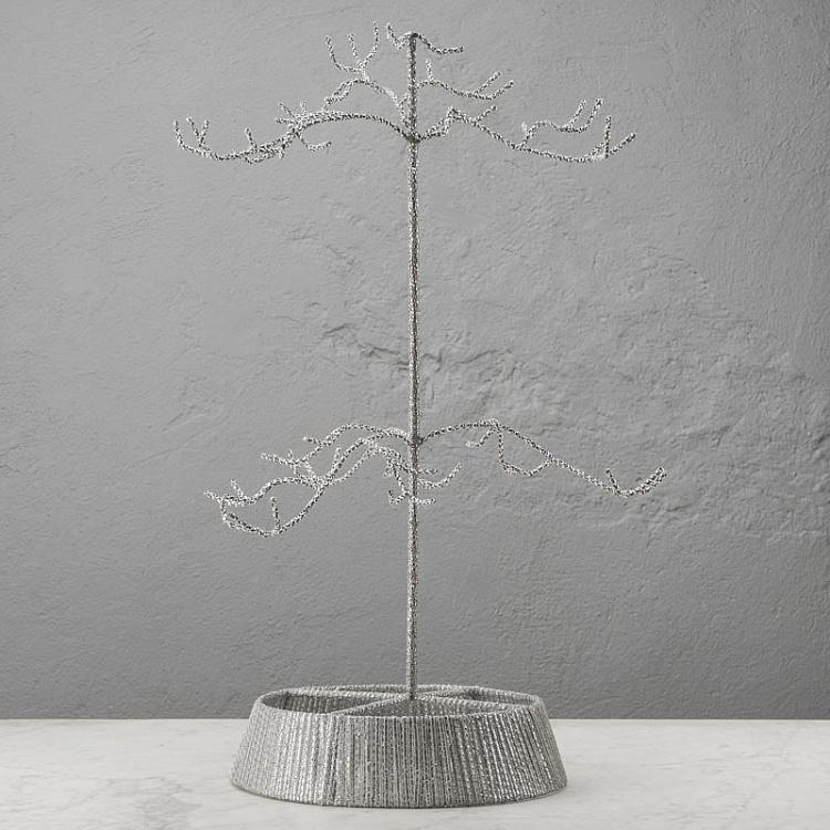 Каркас для развески новогодних украшений Серебристое дерево Twig Display Tree Silver 86 cm