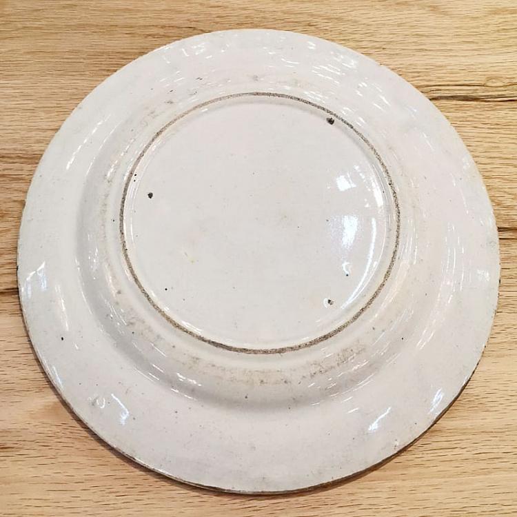 Винтажная тарелка белая с голубым мотивом 24, L Vintage Plate Blue White Large 24