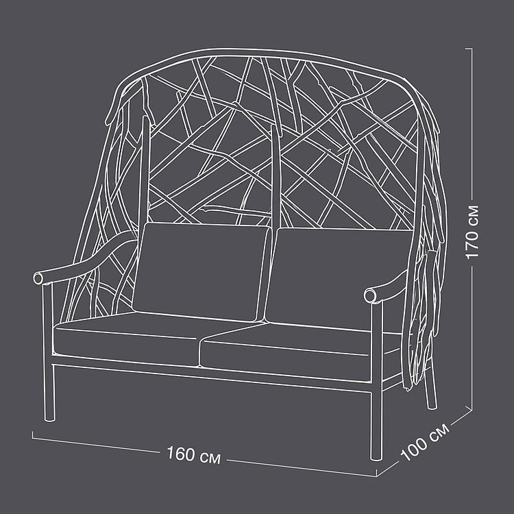 Двухместный диван F243G Outline Driftwood 2 Seater Wing Chair With Cushions ткань Diamante White - ракурс 18